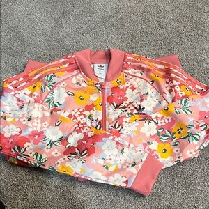 Adidas Pink Floral Zip-Up Jacket